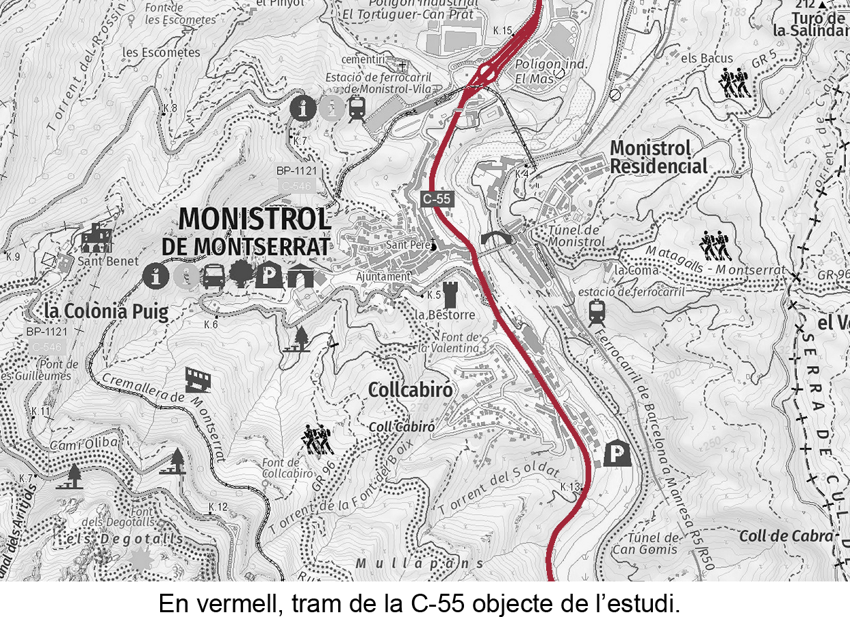 Estudi d’alternatives per a la integració urbana de la C-55 al seu pas per Monistrol de Montserrat