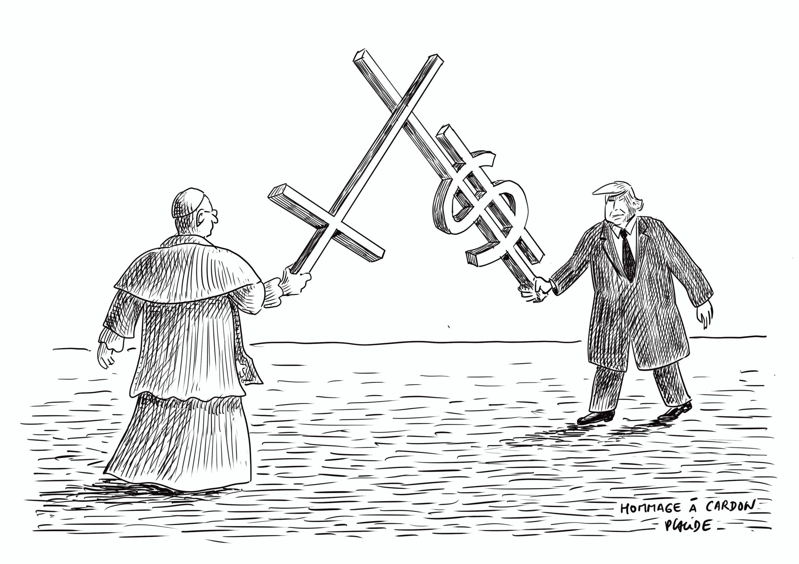Notre hommage au dessinateur «&nbsp;Cardon&nbsp;»: Trump contre le Pape