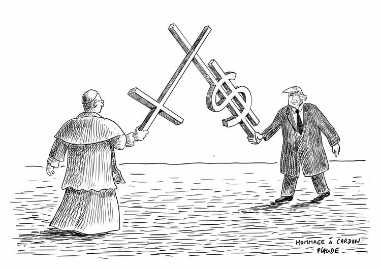 Notre hommage au dessinateur «&nbsp;Cardon&nbsp;»: Trump contre le Pape