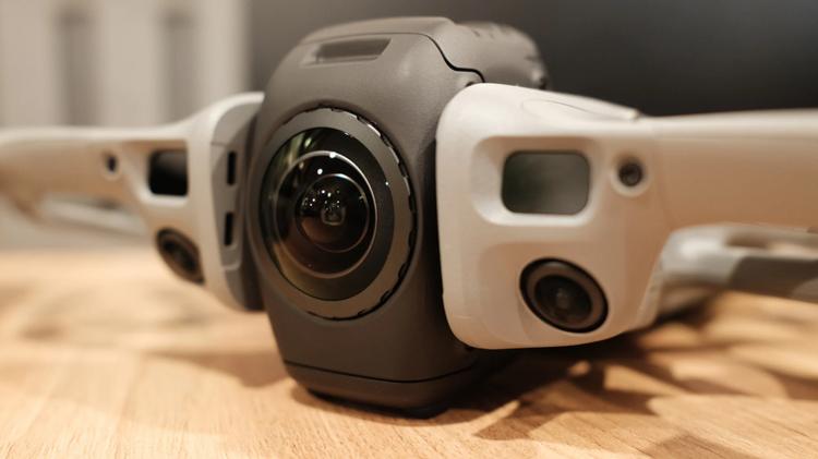 A closeup of one of the DJI Avata 360's lenses.