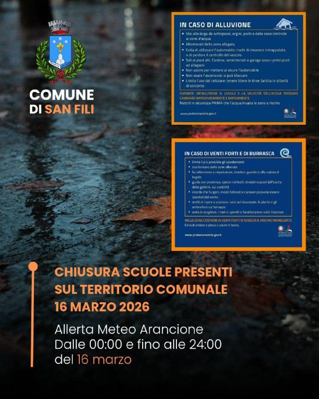 𝐀𝐥𝐥𝐞𝐫𝐭𝐚 𝐌𝐞𝐭𝐞𝐨 𝐀𝐫𝐚𝐧𝐜𝐢𝐨𝐧𝐞 - 𝐂𝐡𝐢𝐮𝐬𝐮𝐫𝐚 𝐬𝐜𝐮𝐨𝐥𝐞 𝐝𝐨𝐦𝐚𝐧𝐢 𝟏𝟔 𝐦𝐚𝐫𝐳𝐨 Vista l'allert...