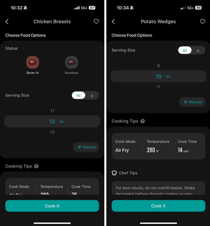 screenshots of the VeSync app