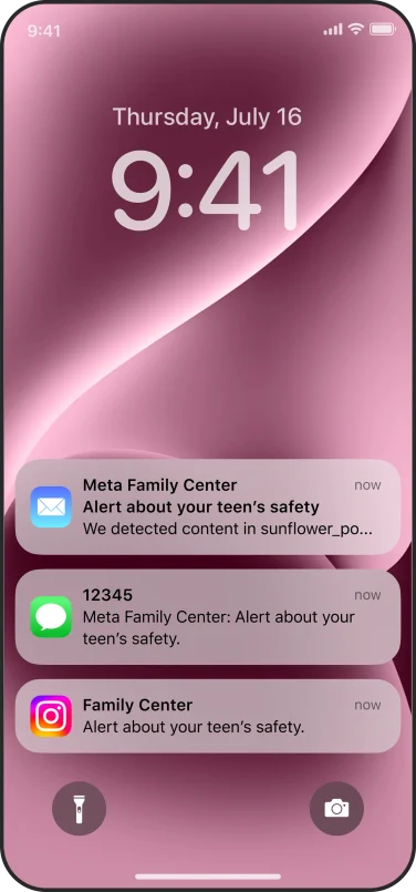 Screenshot of notifications on a parent's phone.
