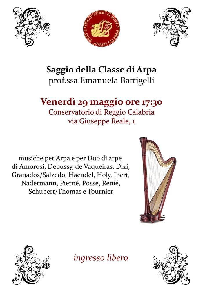 Saggio della classe di Arpa - 29 maggio 2026, ore 17:30 - Auditorium del Conservatorio