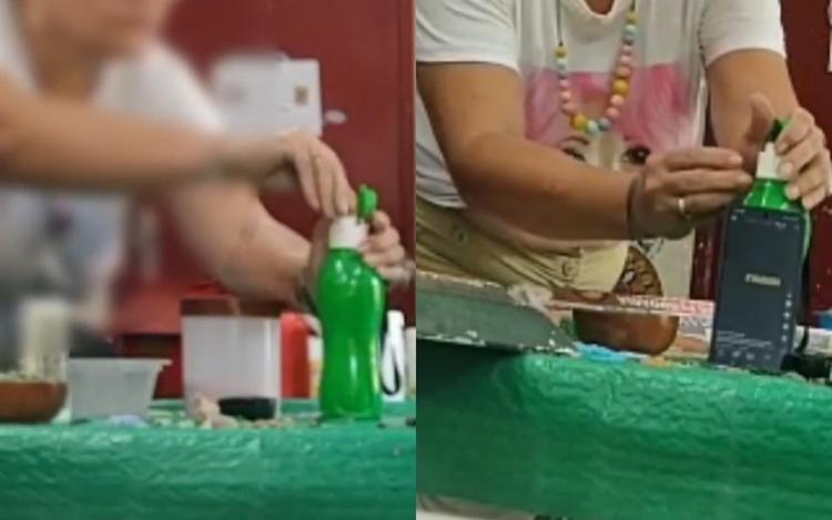 Artesã denuncia ter sido envenenada por meses após filmar aluna pondo substância em garrafa; laudo atesta mercúrio em água
