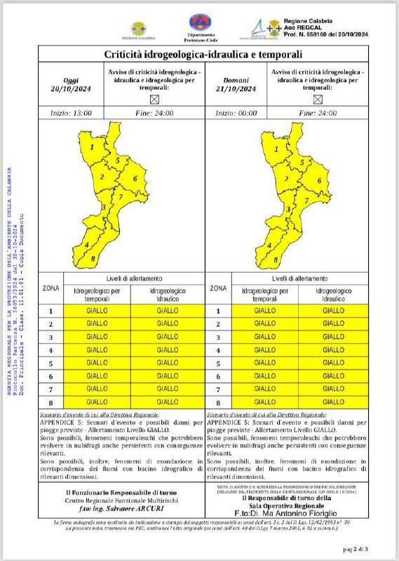 Per oggi e domani il livello di allerta in Calabria è medio. Continuano le piogge ma si volge verso un graduale migliora...
