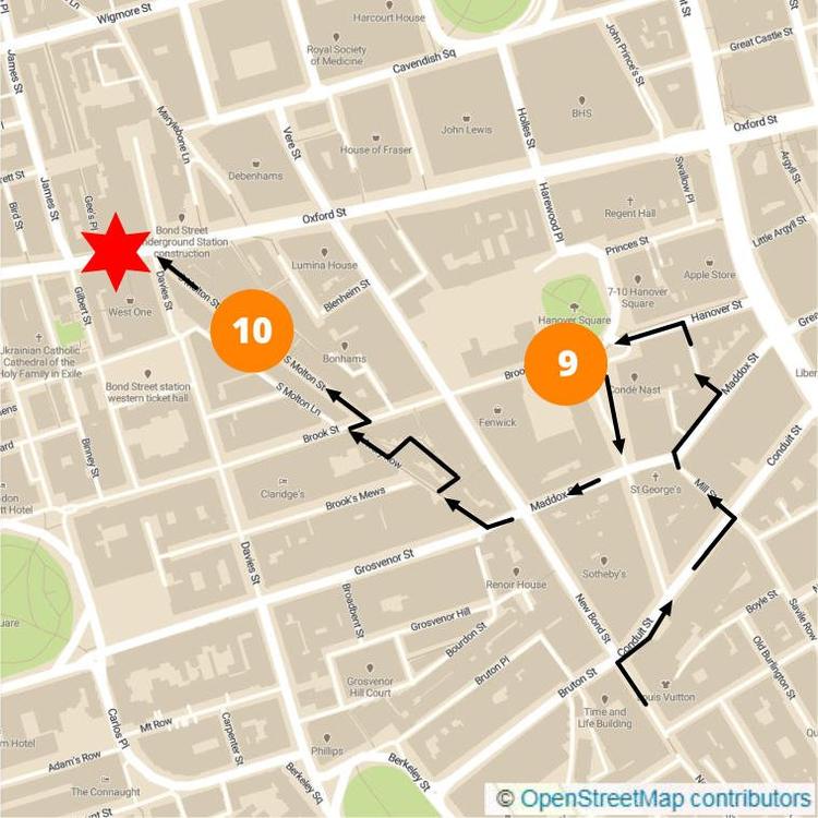 Part 4 of the London Luxurious Mayfair Walk to Hanover Square and Bond Street Station