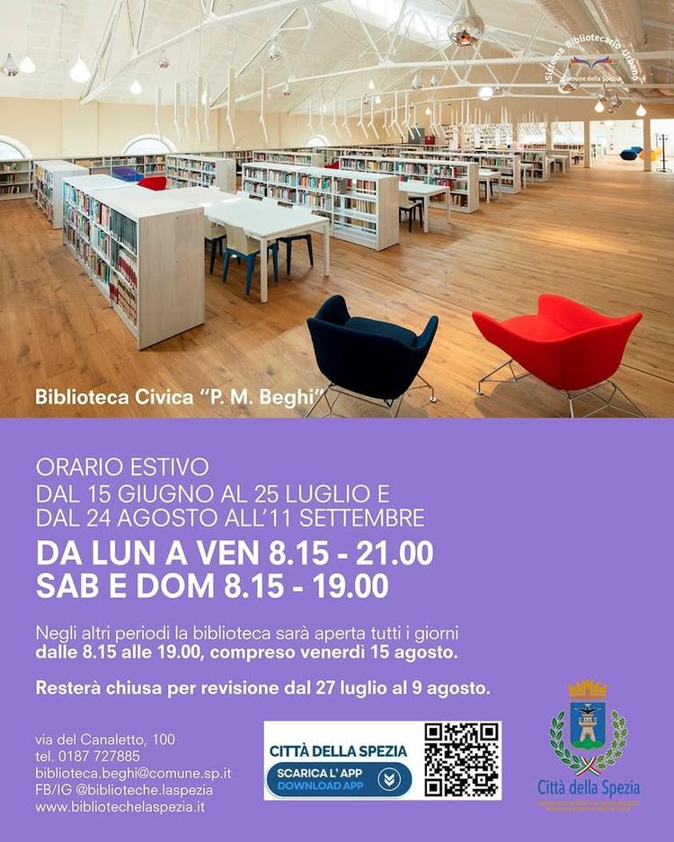 🕝 Biblioteche civiche: orari di apertura estivi  📖 Anche per l'estate il Sistema Bibliotecario Urbano del Comune della...