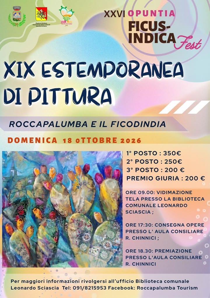 🌵Opuntia ficus indica fest 2026 🌵 Giunta alla sua XIX  edizione, l'ESTEMPORANEA DI PITTURA