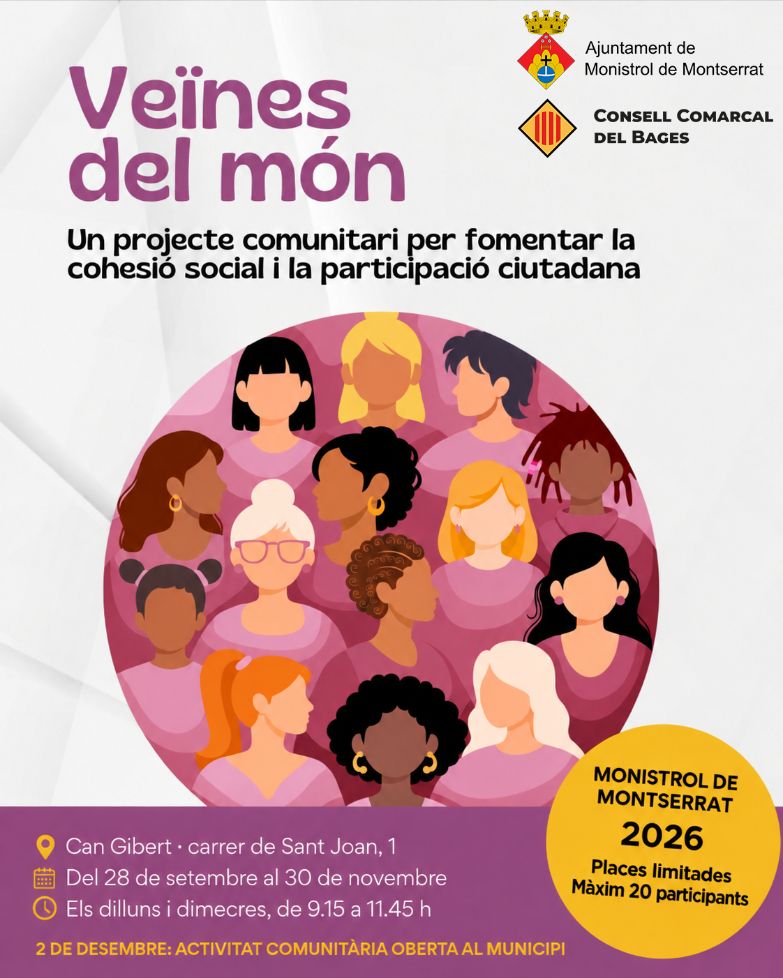 Monistrol de Montserrat acollirà el projecte Veïnes del Món per fomentar la convivència i vida comunitària.