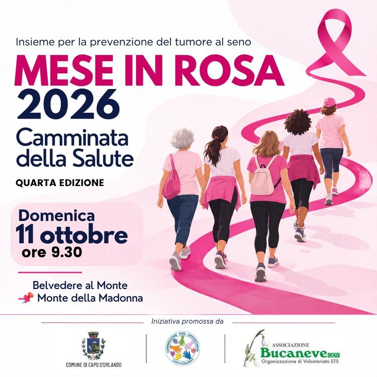 🎀 Mese in Rosa 2026: torna la Camminata della Salute Domenica 11 ottobre, alle ore 9.30, torna a Capo d’Orlando la Camm...