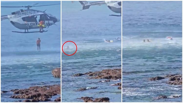 Vídeo: Homem tenta fugir da polícia pela praia e é capturado no mar em ação com helicóptero, em Fortaleza