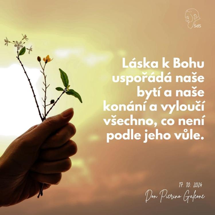 17.10.2024
Láska k Bohu uspořádá naše bytí a naše konání a vyloučí všechno, co není podle jeho vůle.

Don Pierino Galeone