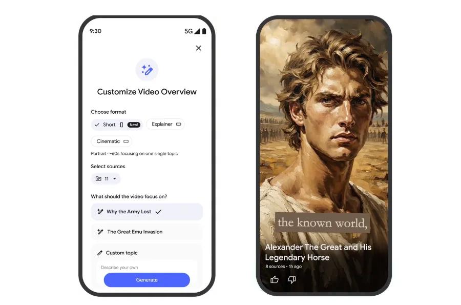 Google ajoute des vidéos courtes à NotebookLM pour résumer vos documents en 60 secondes