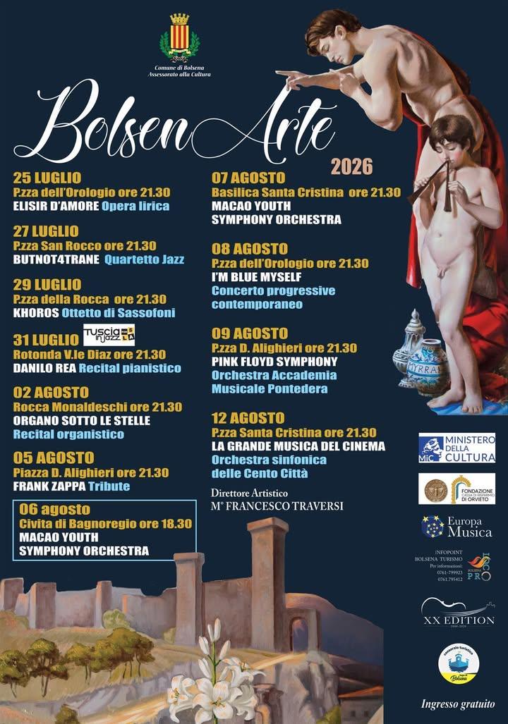 ✨🎼 BolsenArte 2026 🎼✨ 📅 Dal 25 luglio al 12 agosto 2026, il pubblico potrà vivere un ricco calendario di eventi gratu...