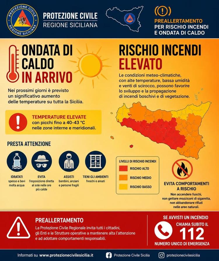 https://www.facebook.com/share/192suvLhYZ/🔥 PREALLERTAMENTO – ONDATA DI CALDO E RISCHIO INCENDI IN SICILIA 🌡️🔥 Nei pr...
