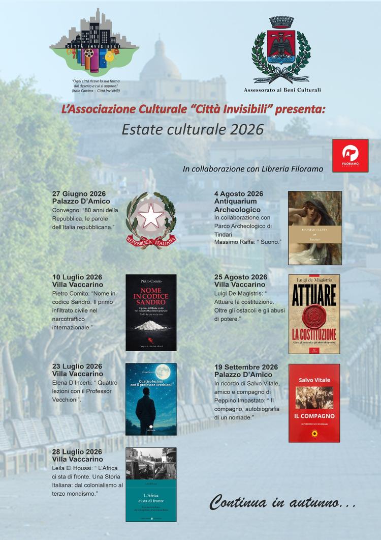 Il Comune concede il patrocinio al programma culturale estivo dell’Associazione "Città Invisibili"