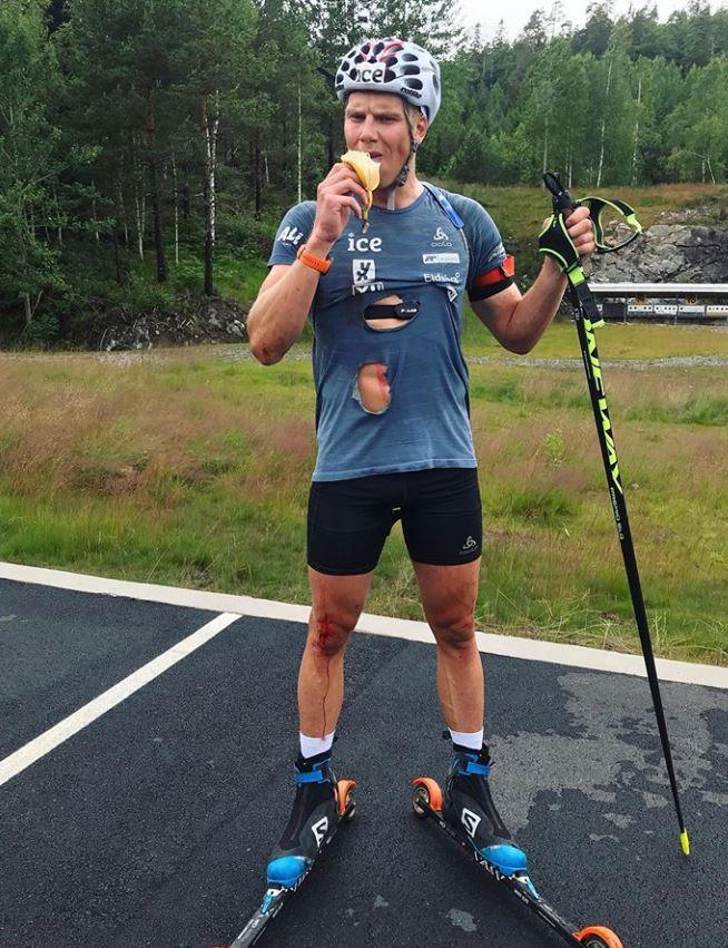 Vetle Sjaastad Christiansen, biathlon tee-shirt, rollerski, ski-roues