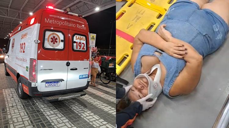 Cliente leva choque dentro de supermercado no Recife, bate a cabeça no chão e é levada para hospital