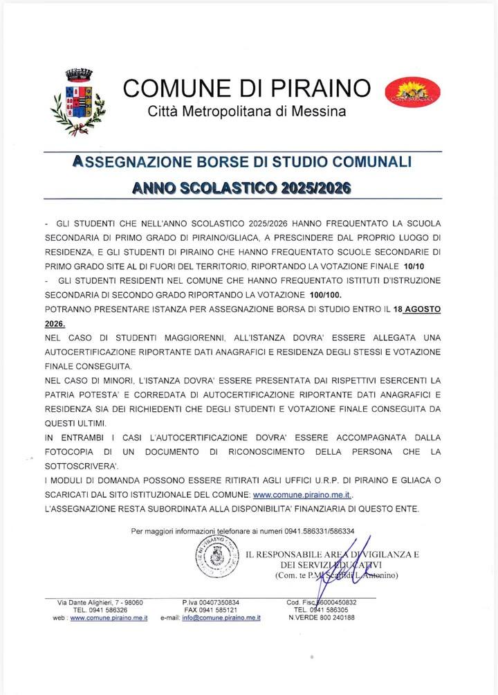 ⚠️ASSEGNAZIONE BORSE DI STUDIO COMUNALI ANNO SCOLASTICO 2025/2026❗️ 📄 ISTANZA SCUOLA SECONDARIA DI PRIMO GRADO 👉🏻 htt...