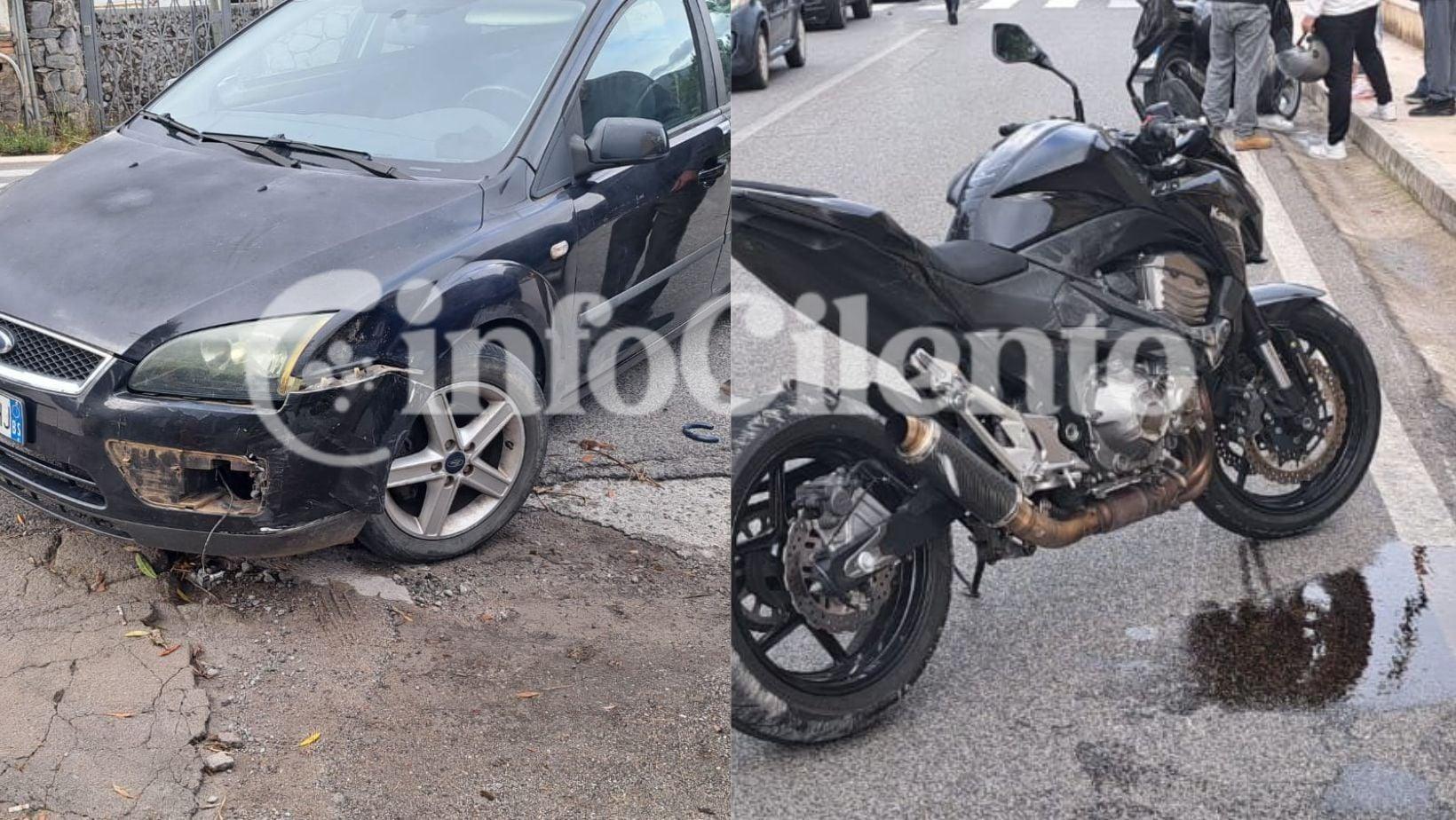 Incidente stradale a Villammare, scontro auto-moto: ferito un giovane centauro