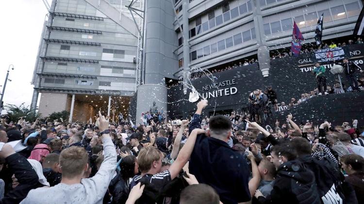 Newcastle Fans Outside St James' Park Takeover