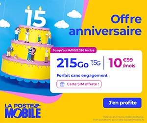 🔖 La Poste Mobile, forfait 5G illimité/215Go à 11€/mois