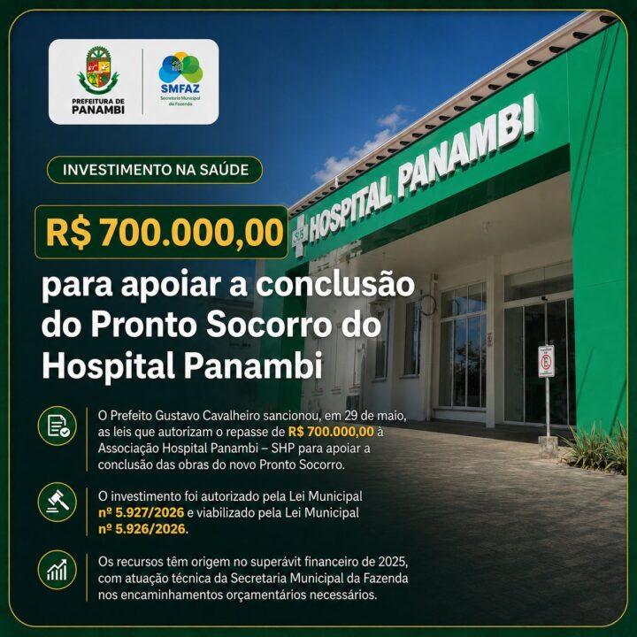 Prefeito Gustavo Cavalheiro destina 700 mil reais para apoiar conclusão das obras do Pronto Socorro do Hospital Panambi