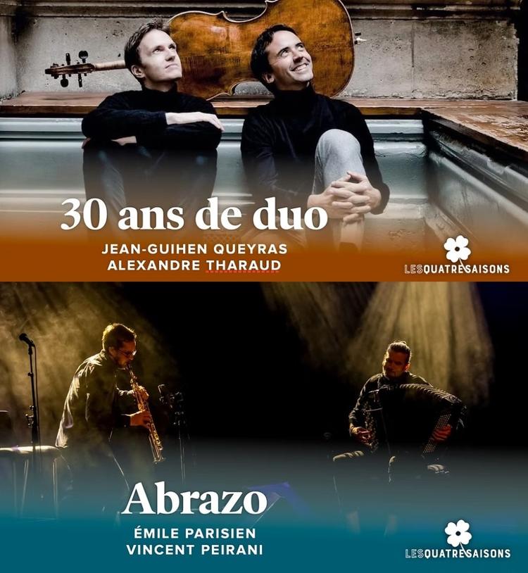 FESTIVAL LES 4 SAISONS ” JEAN GUIHEN QUEYRAS – ALEXANDRE THARAUD ” LE 25 juillet et “VINCENT PEIRANI – ÉMILE PARISIEN” LE 27 JUILLET 2026