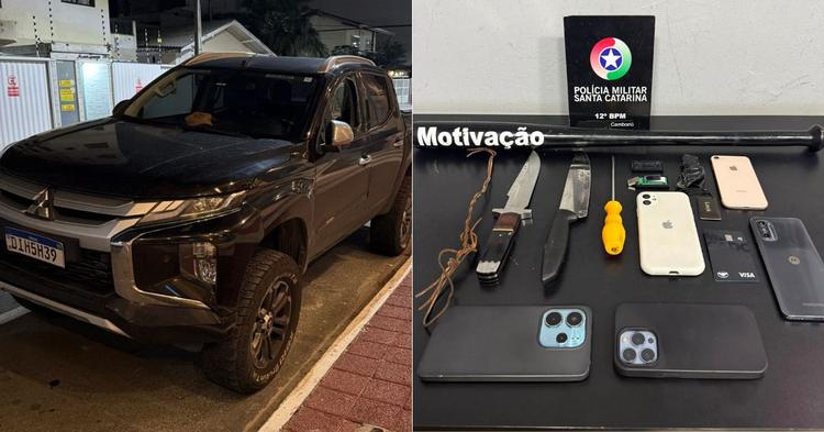 Grupo suspeito de furtar caminhonetes é preso pela PM após tentativa frustrada no Centro de Balneário Camboriú