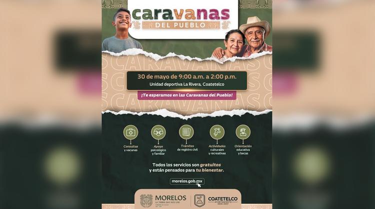 Llegan las Caravanas del Pueblo a Coatetelco con servicios y consultas gratis