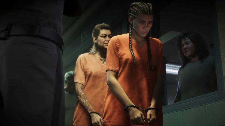 lucia caminos in an orange prison jumpsuit in grand theft auto vi