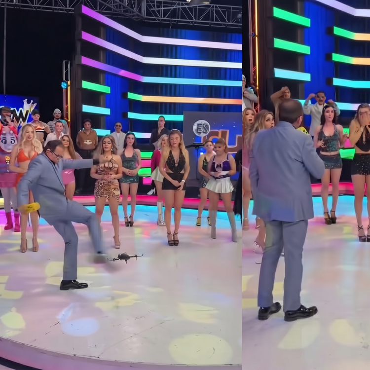 Conductor patea dron en vivo y hiere a modelo en el rostro