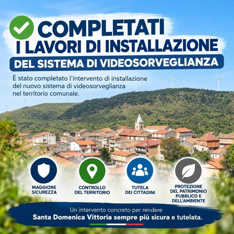 📹 COMPLETATI I LAVORI DI INSTALLAZIONE DEL SISTEMA DI VIDEOSORVEGLIANZA Sono stati completati i lavori di installazione...