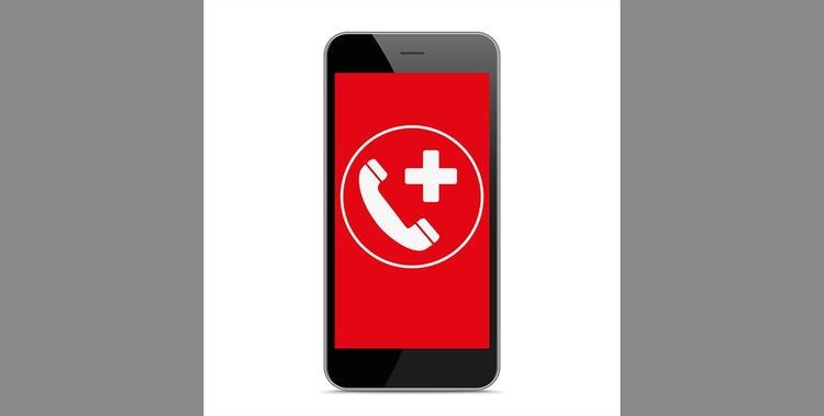  Smartphone mit Erster Hilfe Zeichen