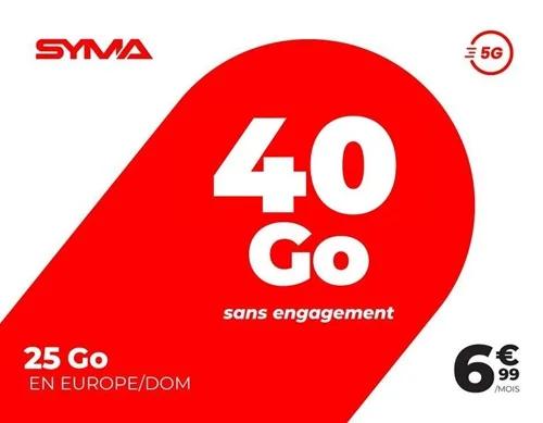 🔖 Syma Mobile, forfait 5G illimité/40Go à 7€/mois