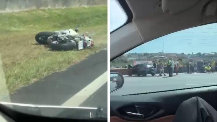 Batida entre dois carros e moto deixa motociclista gravemente ferido na Ayrton Senna
