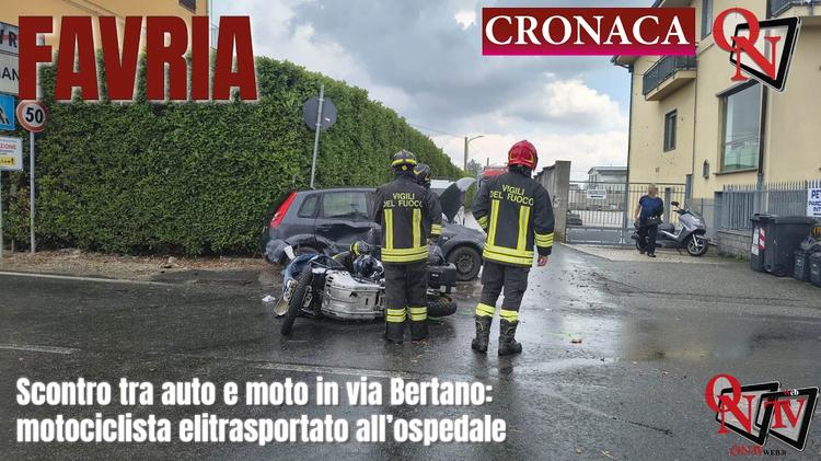 FAVRIA – Prognosi di 40 giorni per il motociclista coinvolto nell’incidente in via Bertano (FOTO E VIDEO)