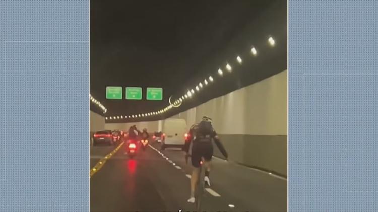 VÍDEO: ciclista é flagrado pedalando em alta velocidade no Túnel Rebouças