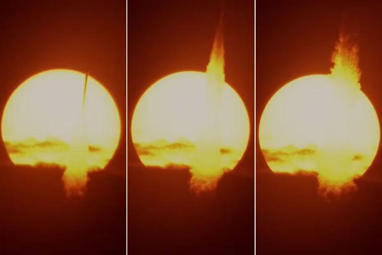 Fotógrafo brasileiro registra foguete passando em frente ao Sol; VEJA