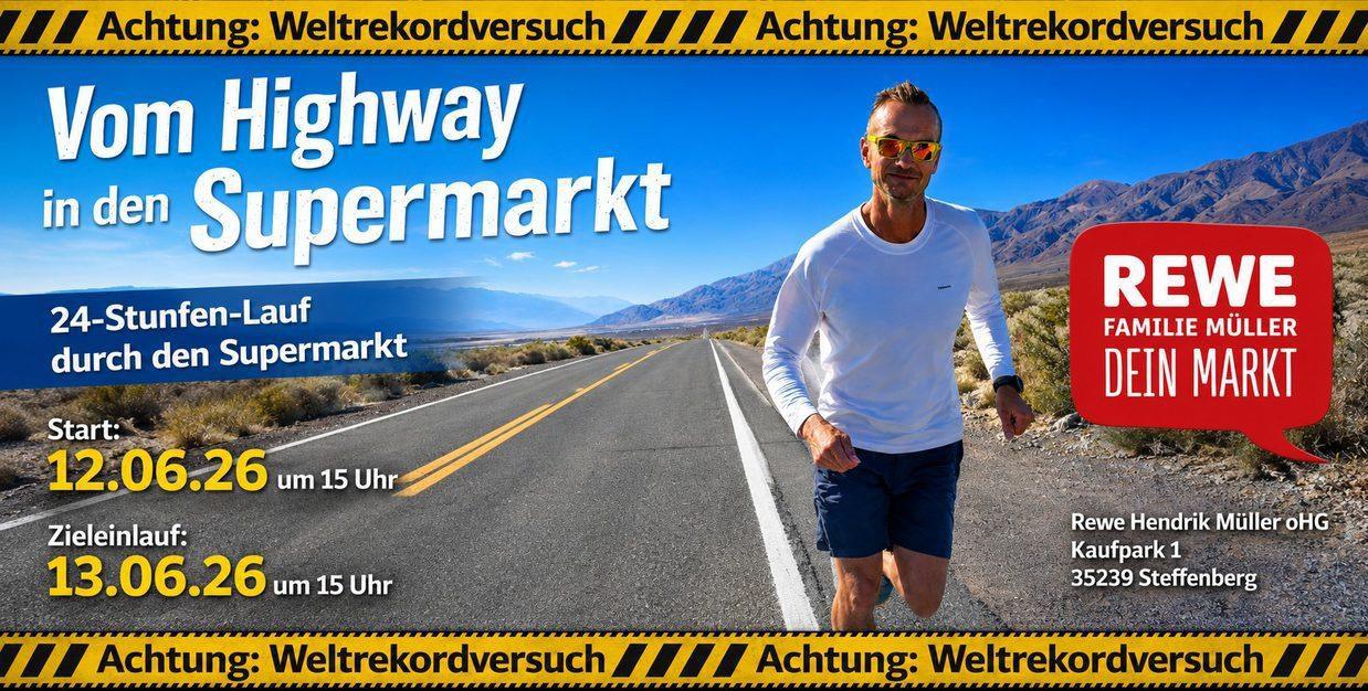 Ein Supermarkt wird zur Laufstrecke für den guten Zweck