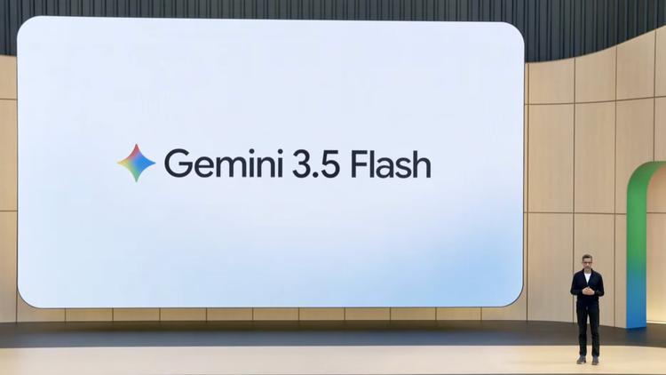 Google CEO Sundar Pichai introduces Gemini 3.5 Flash at Google I/O 2026.