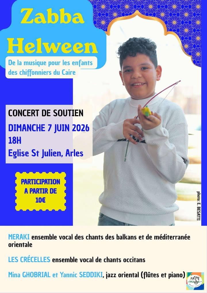 CONCERT SOLIDAIRE AU PROFIT DES ENFANTS DU CAIRE À ARLES DIMANCHE 7 JUIN 2026