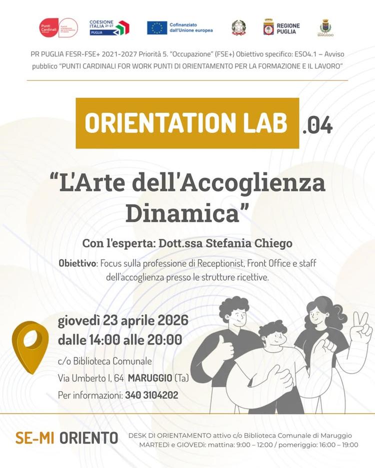 📣 PUNTI CARDINALI FOR WORK - SE-MI ORIENTO - MARUGGIO QUARTO appuntamento a Maruggio per i laboratori informativi e for...