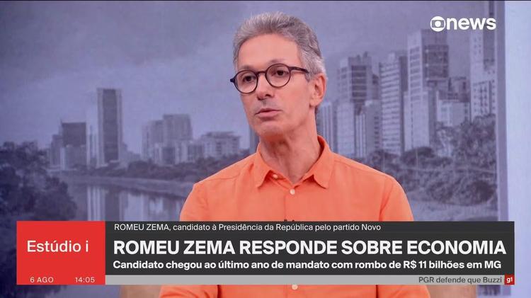 Eleições 2026: g1 e GloboNews entrevistam Romeu Zema, candidato à Presidência pelo Novo