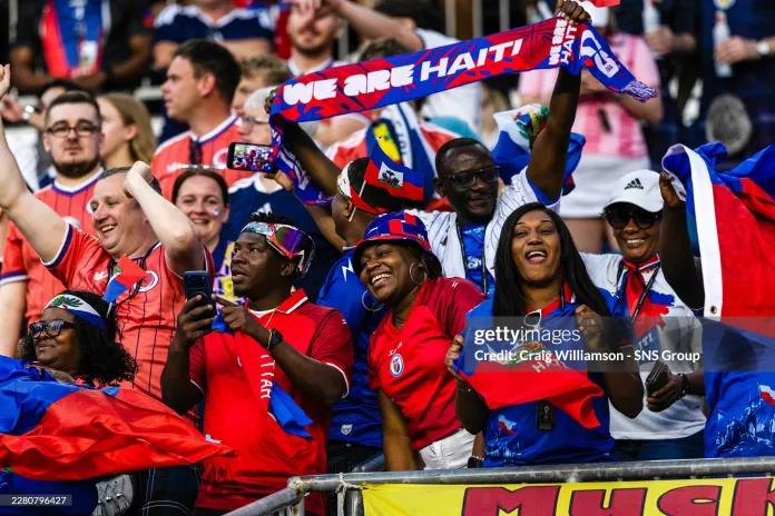 Haiti Fans during a 2026 FIFA World Cup Group C match between Haiti and Scotland at the Boston Stadium, on June 13, 2026, in Foxborough, United States.