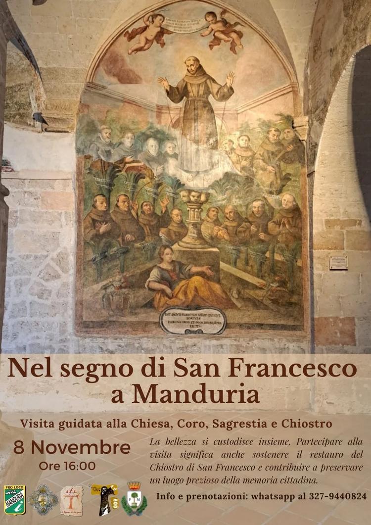“Nel segno di San Francesco a Manduria”: visita guidata per finanziare il restauro del chiostro