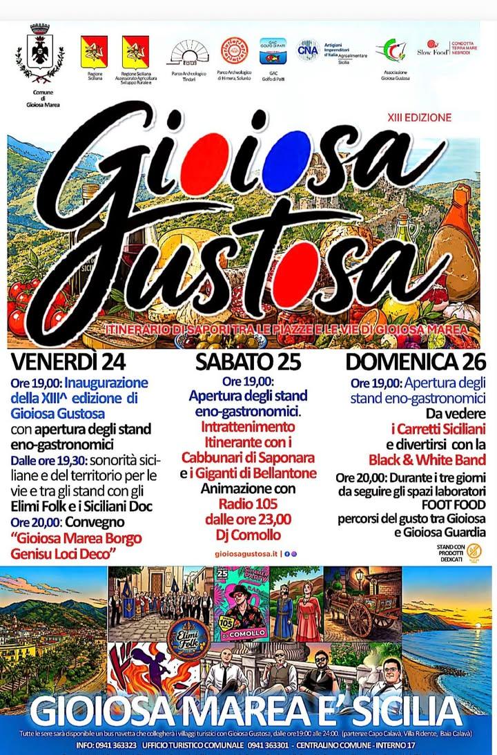🎉 Gioiosa Gustosa torna per la XIII edizione! 🍷🍋🍅 Tre serate dedicate ai sapori, alle tradizioni e all’identità dell...