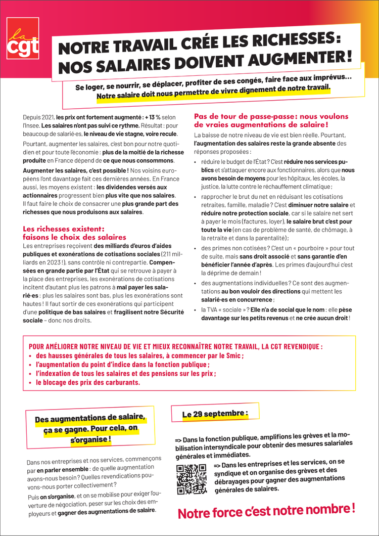 tract 29 septembre notre travail c est nos richesses