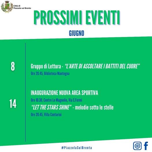 🗓️ Gli eventi di questa seconda settimana di Giugno a📍Piazzola sul Brenta! #gruppodilettura #bibliotecamantegna #nuova...